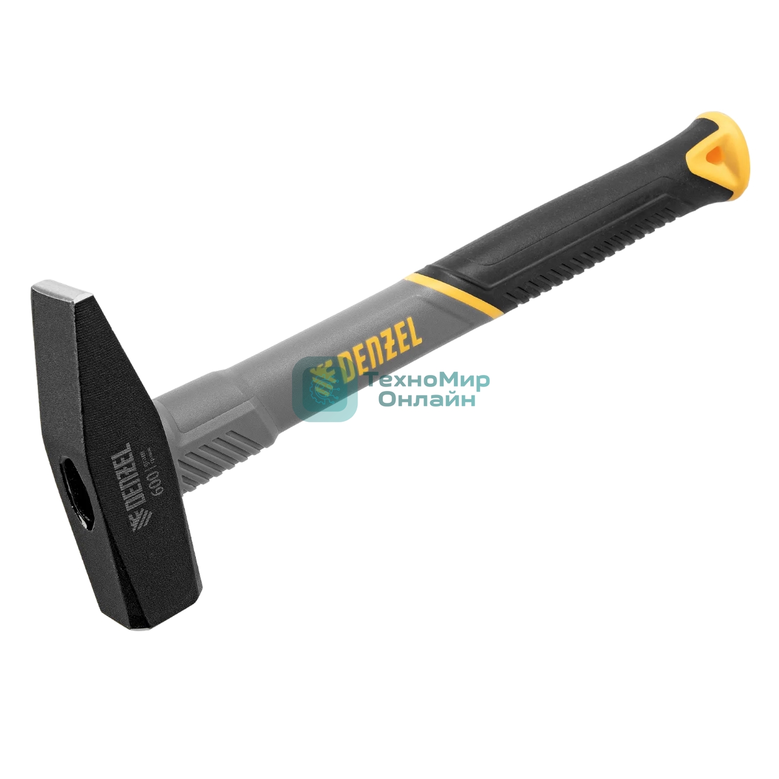 Молоток слесарный Denzel 600 г, кованый, фибергласовая рукоятка c TPR покрытием