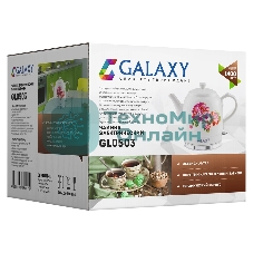 Чайник электрический Galaxy Line GL 0503 белый, керамический корпус, 1400 Вт, 1,4 л, индикатор работы, указатель максимального уровня воды