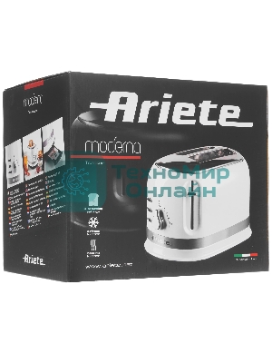 Тостер Ariete Moderna белый, 800 Вт, 2 слота
