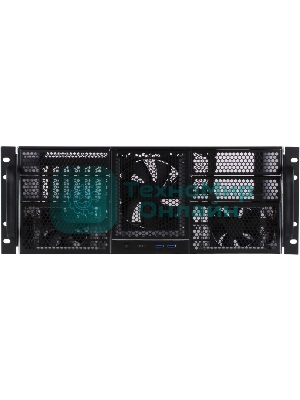 Корпус компьютерный Procase RE411-D4H11-E-55 Корпус 4U server case,4x5.25+11HDD,черный,без блока питания,глубина 550мм,MB EATX 12