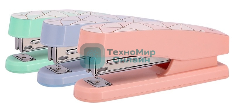 Степлер Deli E0402F Macaron 24/6 26/6 (25 листов), ассорти, закрытый/открытый, коробка