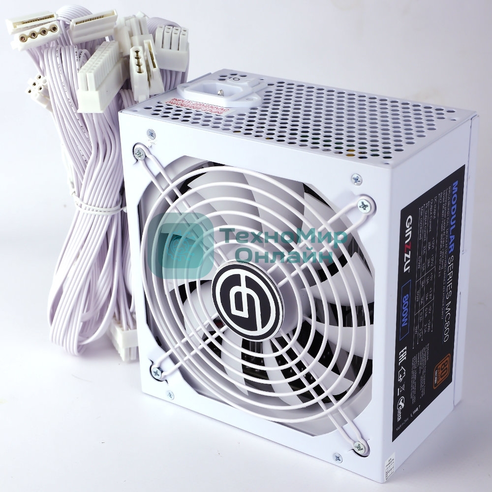 Блок питания Ginzzu MC800 14CM 80+Bronze Белый