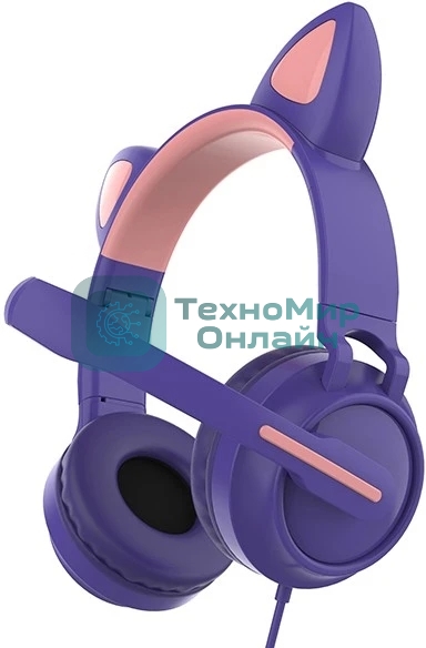 Гарнитура QUMO Game Cat фиолетовый, проводная, USB, подсветка