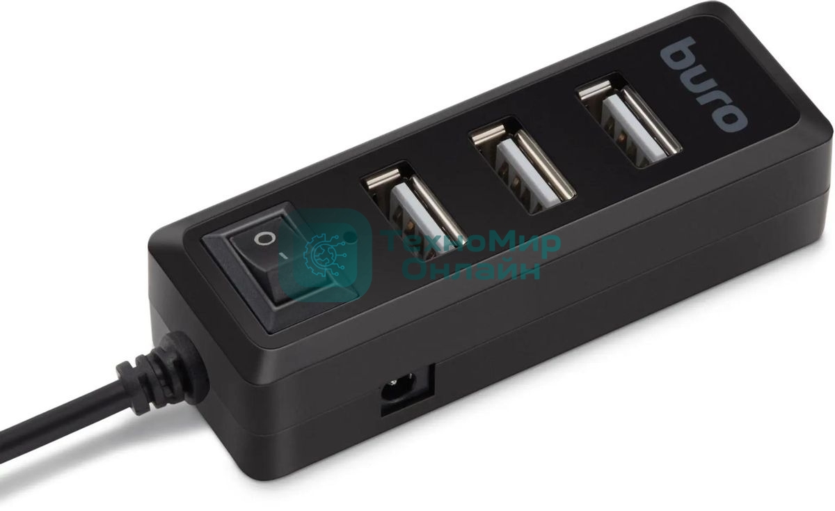 USB-концентратор Buro BU-HUB4-0.5L-U2.0, USB 2.0, USB 4 порта, USB