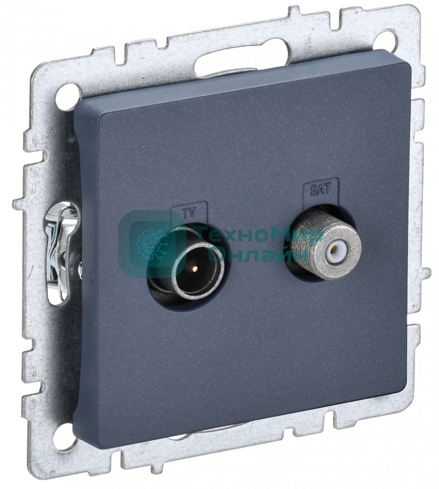 Розетка телевизионная двойная TV+SAT IEK BRITE РТВ/РСп12-БрМ маренго