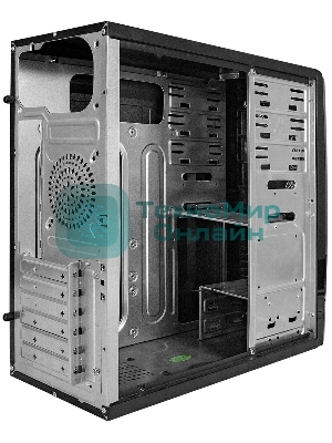 Компьютерный корпус Miditower ExeGate CP-604-UNS450 (ATX, БП UNS450 с вент. 12см, 2*USB, аудио, черный)