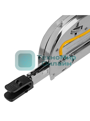 Степлер Denzel металл., скобы в комплекте, плавная регулировка удара, 2К рукоятка, тип 53, 4-14 мм