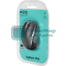 Мышь беспроводная Logitech M235 серый/черный, 1000 dpi, радиоканал, USB, кнопки - 3