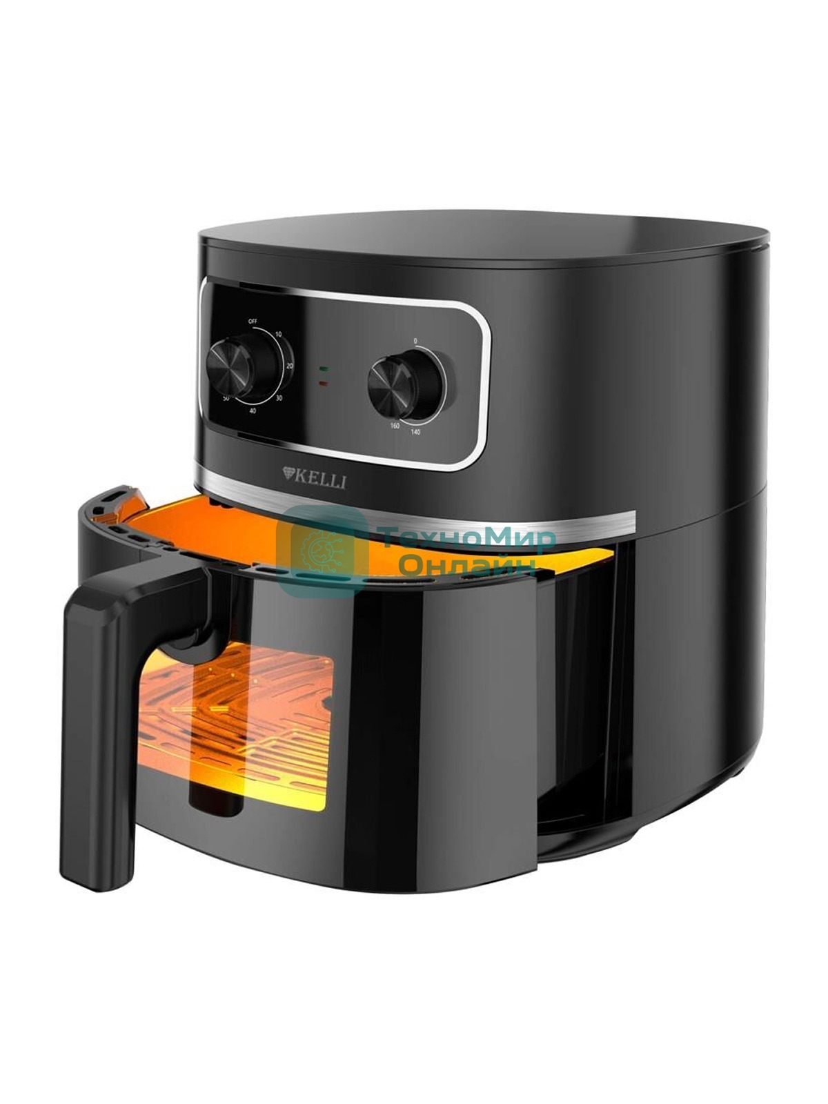 Аэрогриль Kelli KL-1710 серый, 2200 Вт, 5 л, механическое управление, 4 программы