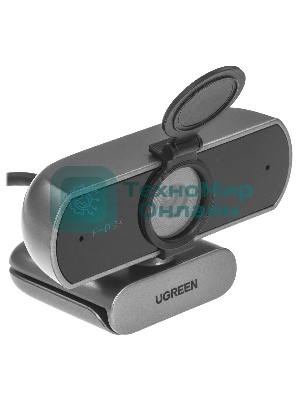 Веб-камера UGREEN CM717 2560x1440, 30 кадр/с, USB, микрофон (2 шт, шумоподавление), автофокус, универсальное крепление, серый