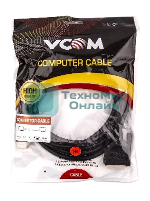 Кабель HDMI AM/DVI(24+1)M, 3 м, CU, 1080P@60Hz, 2F, VCOM CG484GD-3M