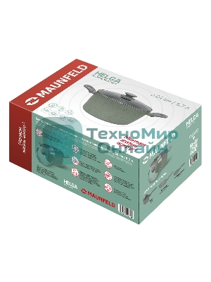 Кастрюля Maunfeld HELGA MCS57FA05FS из кованого алюминия со стеклянной крышкой, 24 см, 5,7 л.