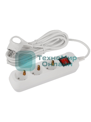 Удлинитель электрический ЭРА UDL-10-350-ES Greenline 3 розетки с заземлением с выключателем 5м ПВС 3x0.75мм2