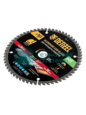 Пильный диск по алюминию Denzel ф165 х 20 мм, 60 зубьев