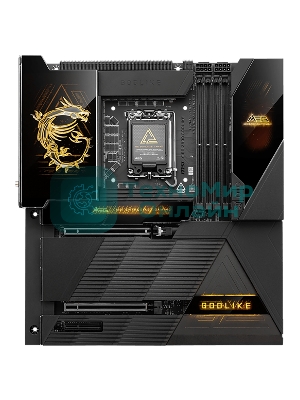 Материнская плата MSI MEG Z890 GODLIKE, LGA1851, Intel Z890, 4xDDR5, 4xSATA, 8xM.2, 2xPCIe 5.0 x16, 1xPCIe 4.0 x4, 2xThunderbolt 4 (40Gbps), 1x10G LAN, 1x5Gb LAN, Wi-Fi 7, Bluetooth 5.4, 5xUSB-C 10Gbps, 1xUSB-C 20Gbps, 8xUSB-A 10Gbps, 4xUSB-A 5Gbps, 4xUSB-A 2.0, 1xS/PDIF, 2x3.5 мм, 7.1, E-ATX