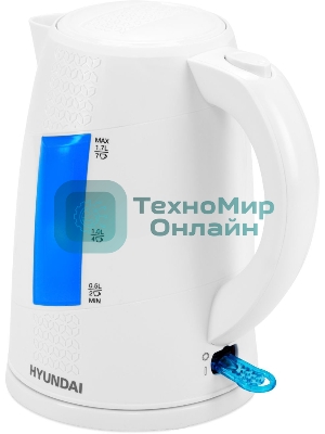 Чайник электрический Hyundai HYK-P2407 1.7л. 2200Вт белый/голубой (корпус: пластик)