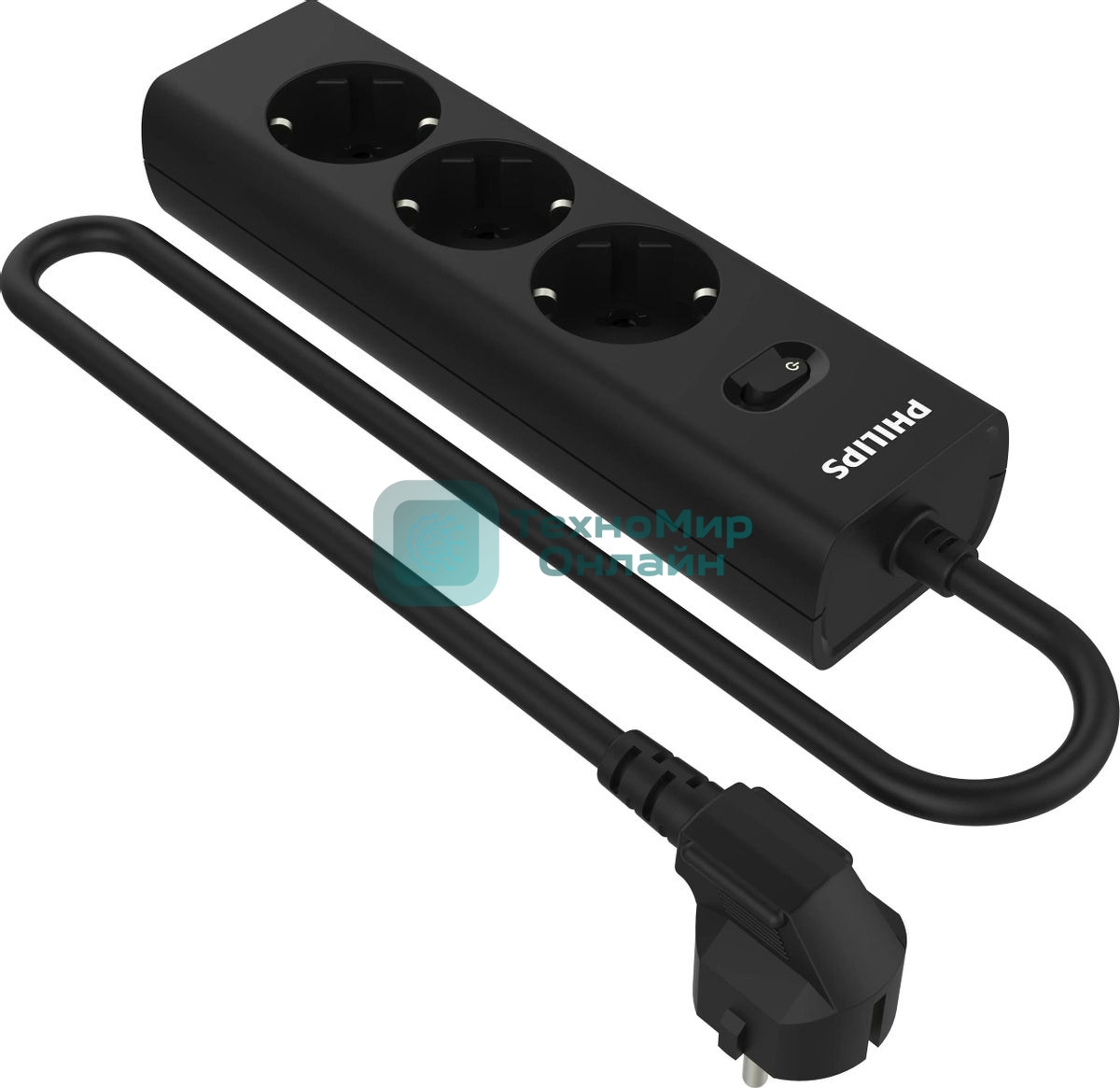 Сетевой фильтр Philips CHP2135BB/51, 3м, 3 розетки, черный