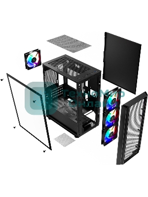 Компьютерный корпус XASTRA A402M 4FRGb Black mATX/Mesh/full-size TG/4x120мм FRGb fans/A402M-4FC12F-BK