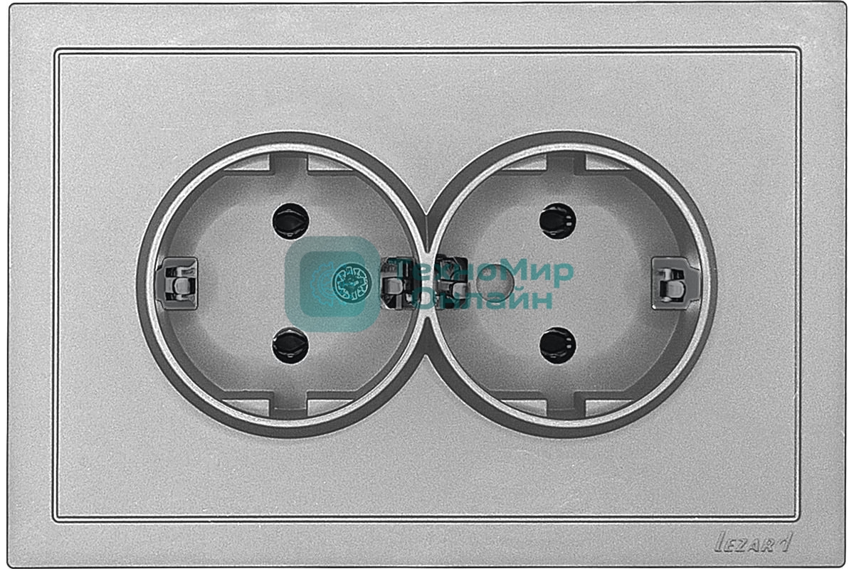 Розетка 2-мест. б/з СП ZIMA IP20 16А ПБТ безвинт. зажим серый матовый LEZARD 704-7400-128BQC