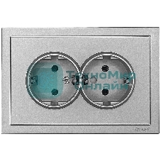 Розетка 2-мест. б/з СП ZIMA IP20 16А ПБТ безвинт. зажим серый матовый LEZARD 704-7400-128BQC