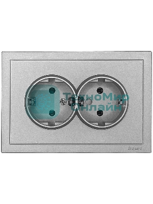 Розетка 2-мест. б/з СП ZIMA IP20 16А ПБТ безвинт. зажим серый матовый LEZARD 704-7400-128BQC