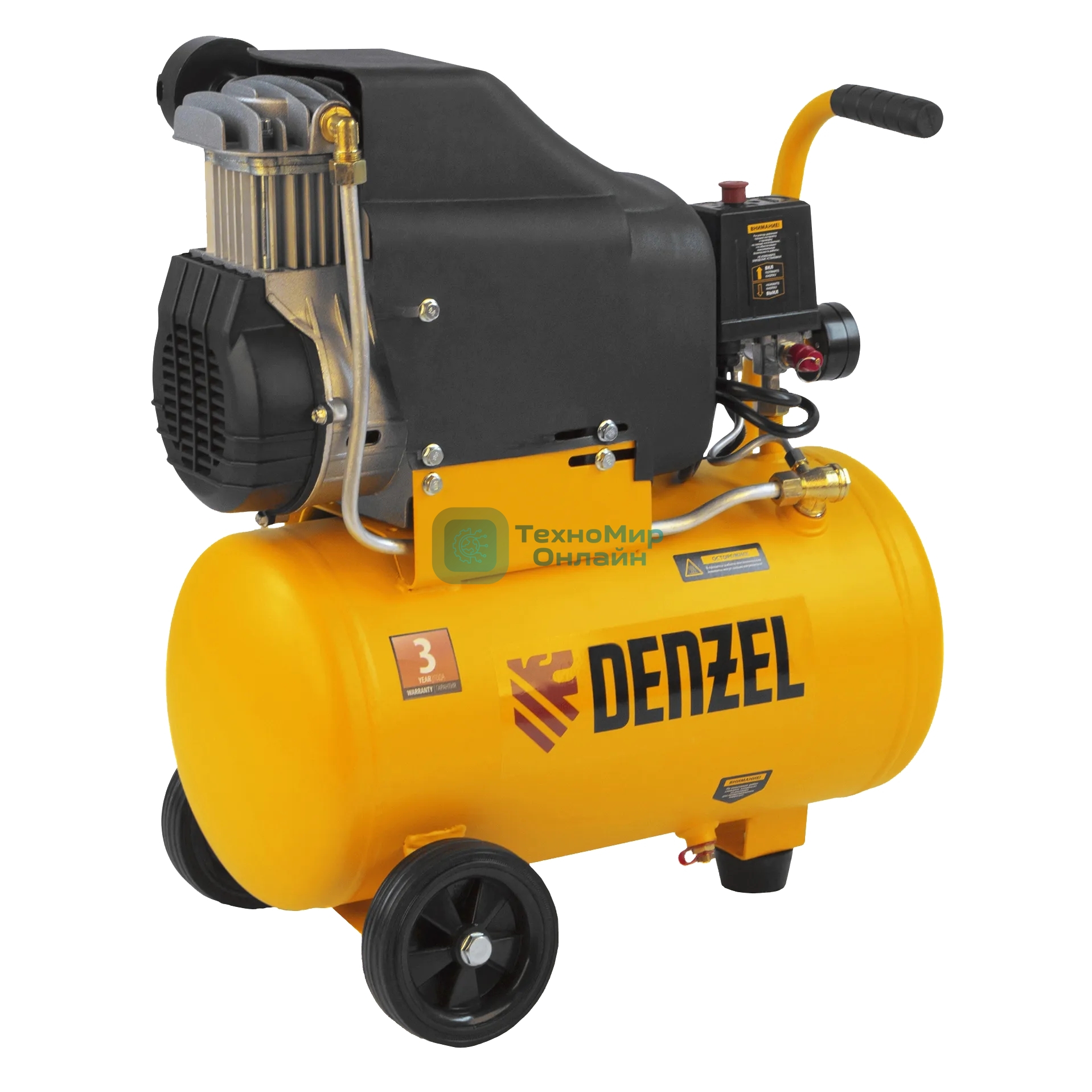 Компрессор воздушный безмасляный Denzel DLC1300/24 (58171) 1,3 кВт, 24 литра, 206 л/мин