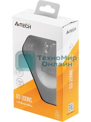 Мышь беспроводная A4Tech G3-200NS черный, 1200 dpi, радиоканал, USB, кнопки - 3