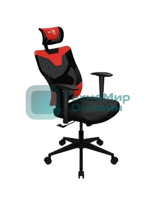 Кресло Aerocool GUARDIAN Champion красный, сетка, 150 кг, подголовник, регулируемые подлокотники, механизм качания, поясничная подушка