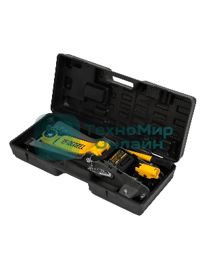 Домкрат гидравлический подкатной с фиксатором Denzel 2,5 т,85-385 мм, в пласт. кейсе