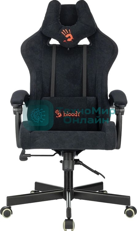 Кресло A4Tech Bloody GC-560 черный, ткань, 150 кг, подголовник, регулируемые подлокотники, механизм качания
