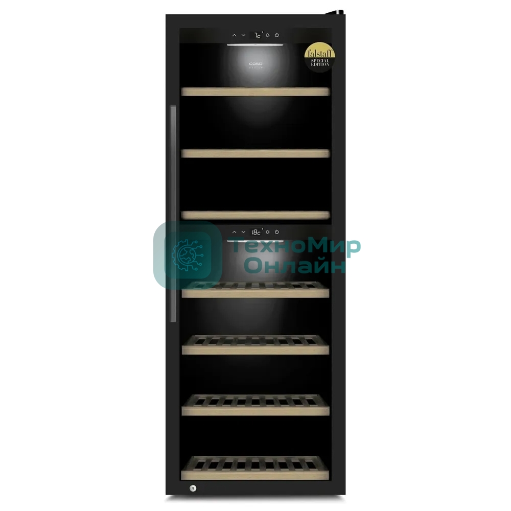 Винный шкаф CASO WineExclusive 126 Smart черный, 291 л, 2 отсека, 126 бут., класс G