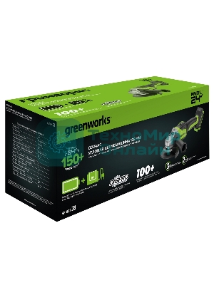 Углошлифовальная машина Greenworks GD24AG 754Вт 10500об/мин рез.шпин.:M14 d=125мм (3200207CUB)