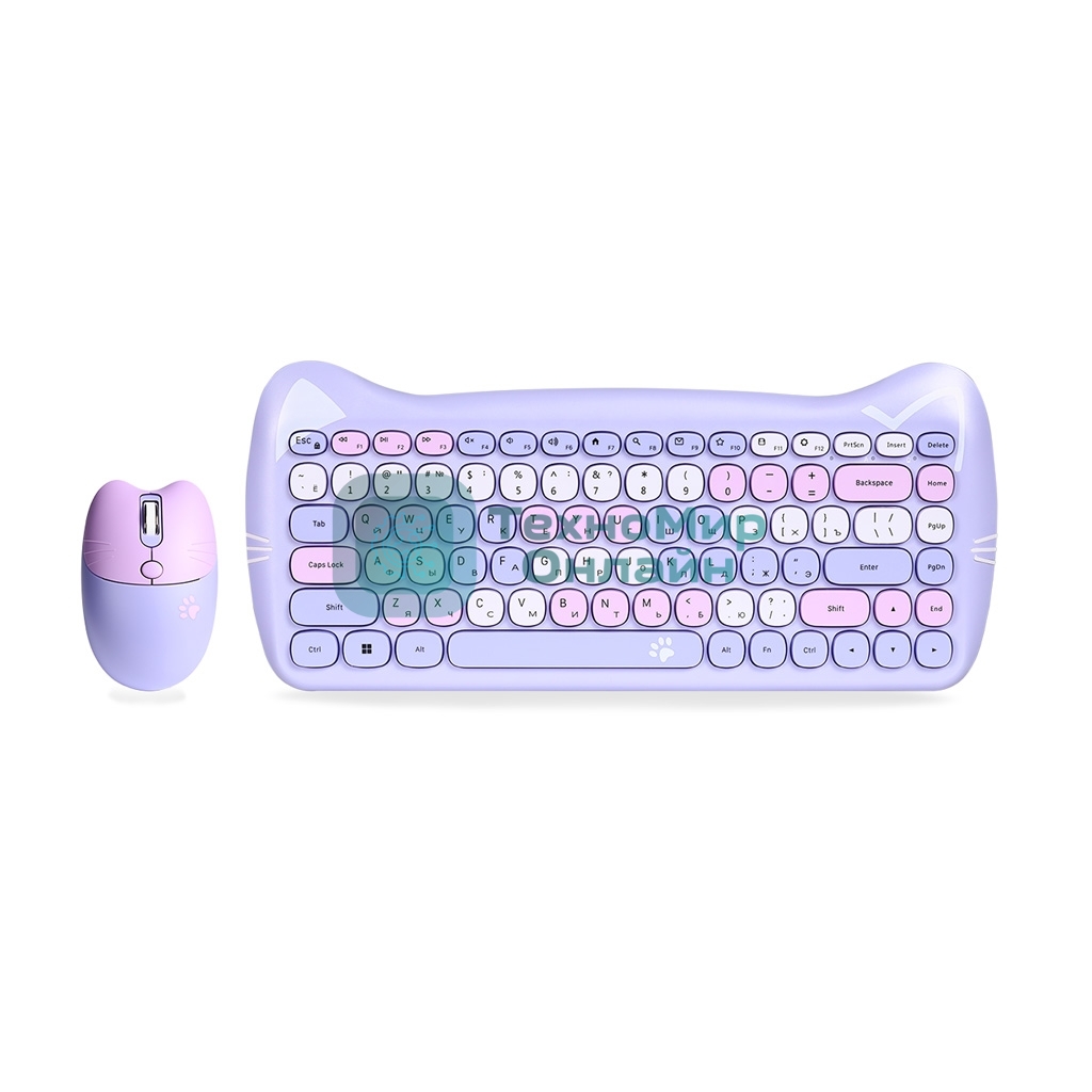 Комплект клавиатура+мышь Smartbuy 668396AG-KT беспроводной, USB, 1600 DPI, сиреневый/фиолетовый