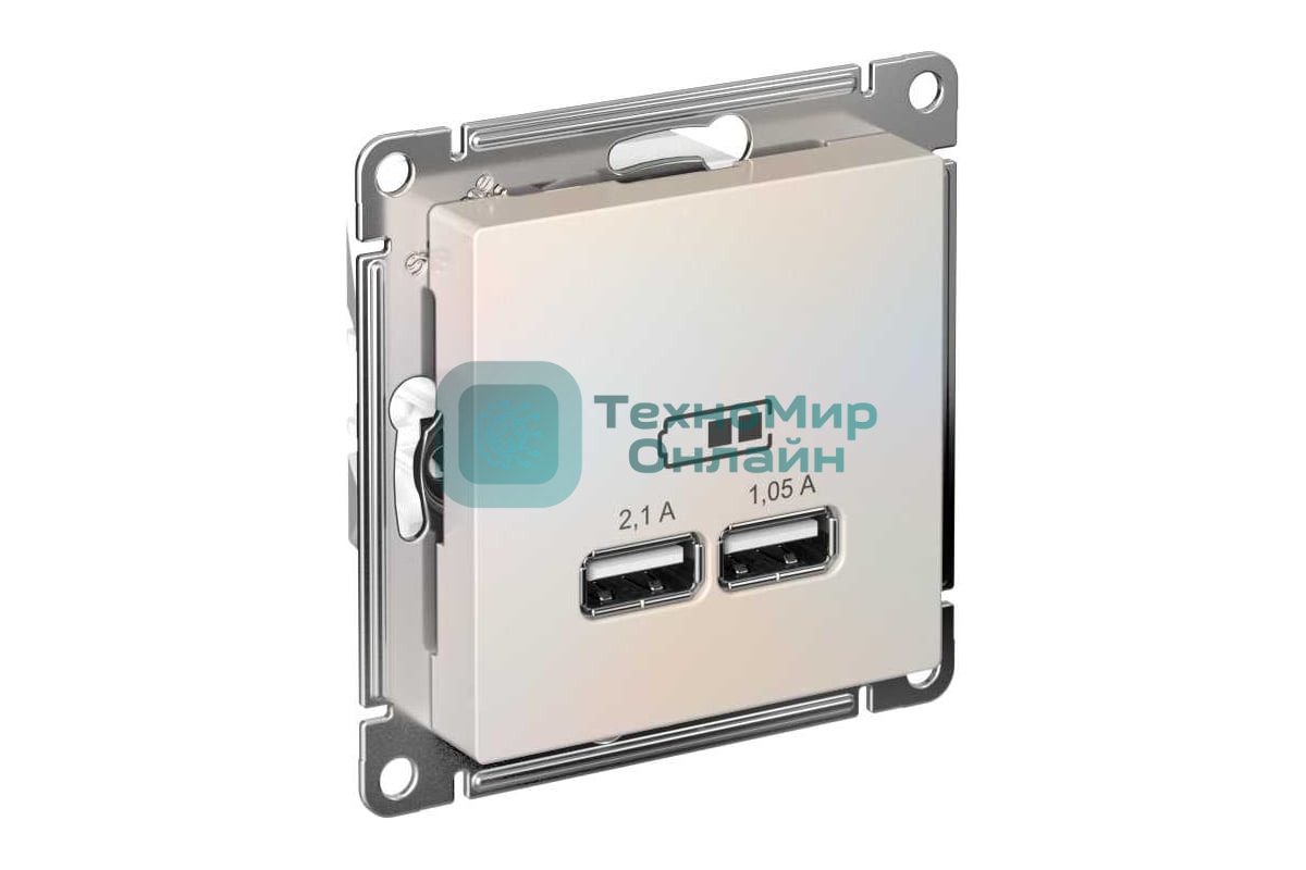 Механизм розетки USB AtlasDesign 5В 1порт х 2.1А 2порта х 1.05А жемчуг SchE ATN000433