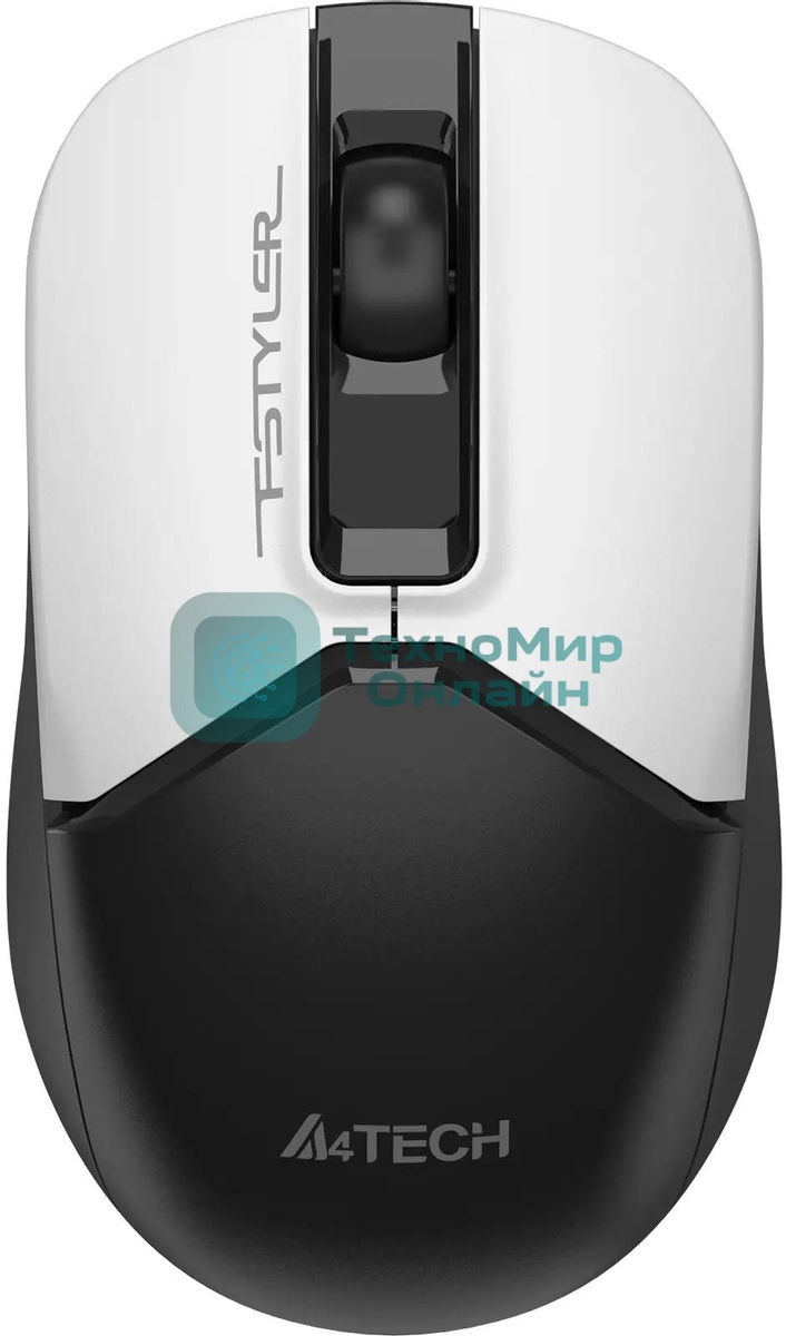 Мышь беспроводная A4Tech Fstyler FG12 белый/черный, 1200 dpi, радиоканал, USB, кнопки - 3