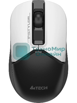 Мышь беспроводная A4Tech Fstyler FG12 белый/черный, 1200 dpi, радиоканал, USB, кнопки - 3