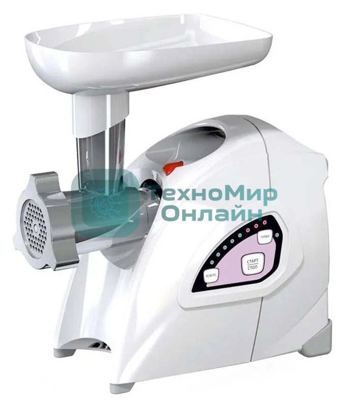 Мясорубка электрическая Аксион М642.02 белый, 2000 Вт, 3 кг/мин, реверс, защита от перегрузки, насадки - 4