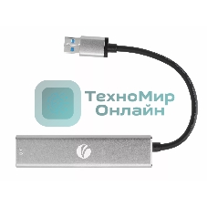 Переходник VCOM USB 3.0 -->RJ-45 1000Mbps+3 USB3.0, Aluminum Shell, 0.2м DH312A