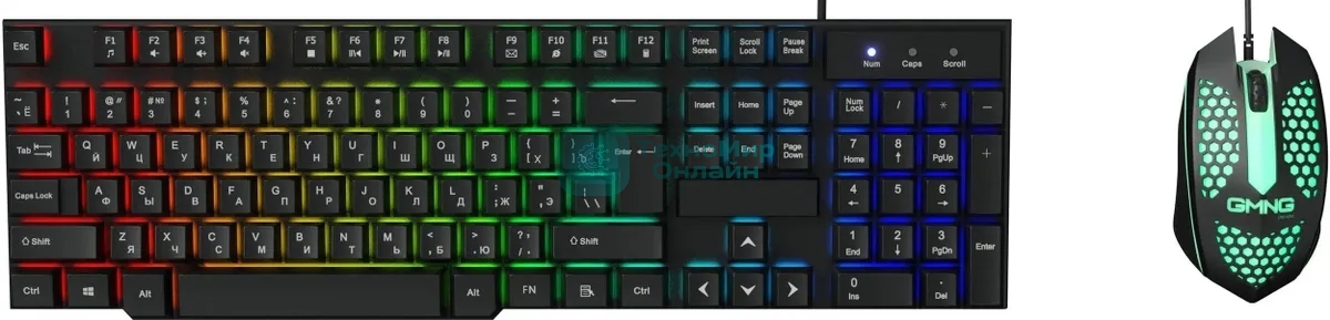 Комплект клавиатура+мышь Oklick 400GMK проводной, USB, 1200 DPI, чёрный