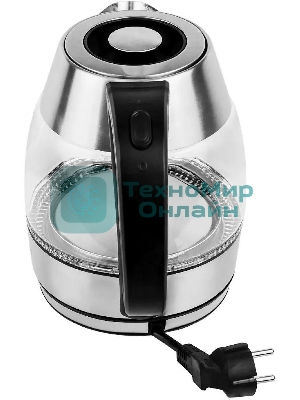 Чайник электрический Centek CT-0018, 1.2л, 1600Вт, стекло, серебристый