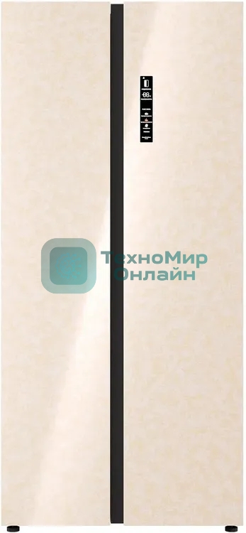 Холодильник Lex LSB525BGID бежевый мрамор двухкамерный 304/206л морозилка сбоку, No Frost, Side by Side