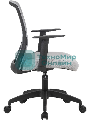 Кресло компьютерное Cactus CS-MC333-GY серый, сиденье серый, сетка/ткань, низк.спин. крестов. пластик, пластик черный