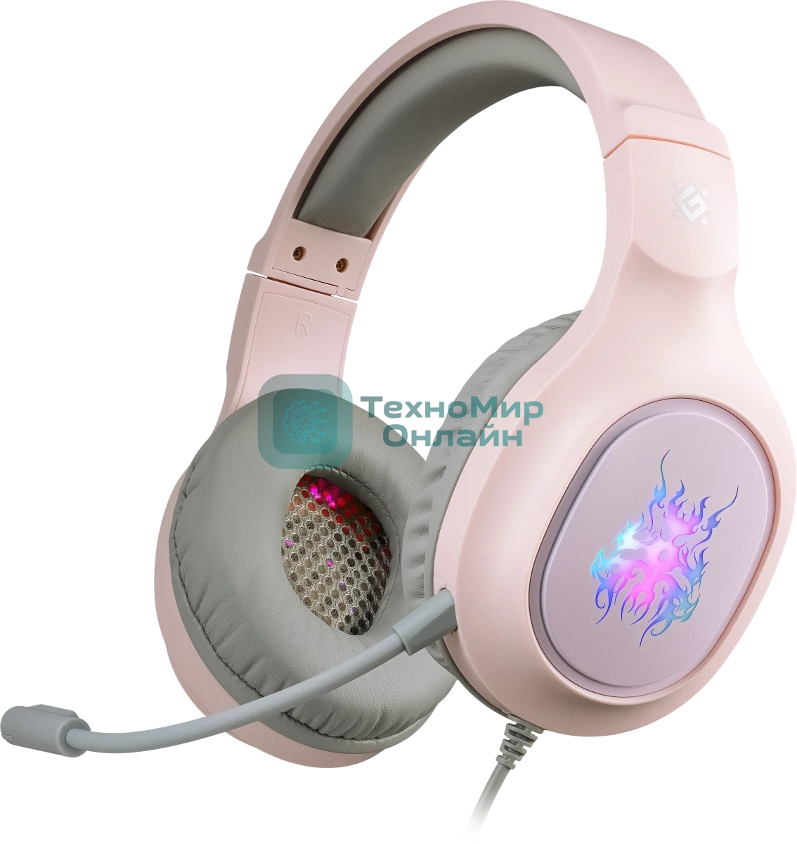Гарнитура Defender Fury розовый, проводная, подсветка