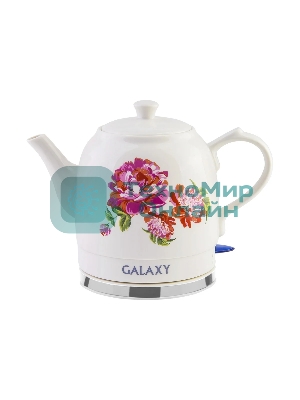 Чайник электрический Galaxy Line GL 0503 белый, керамический корпус, 1400 Вт, 1,4 л, индикатор работы, указатель максимального уровня воды