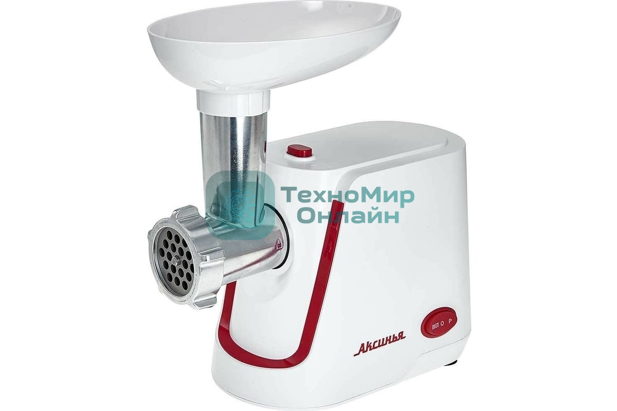 Мясорубка электрическая АКСИНЬЯ КС-2002 белый, 2000 Вт, 1.7 кг/мин, реверс, защита от перегрузки, насадки - 5
