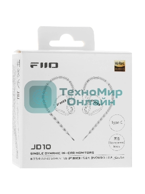 Гарнитура внутриканальные Fiio JD10 Type C 1.2м прозрачный/черный проводные крепление за ухом (80004221)