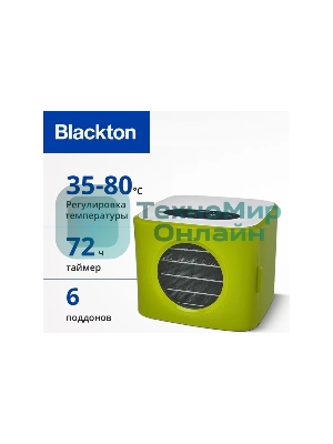 Сушилка для овощей и фруктов Blackton Bt FD1113 зеленый-белый, Мощность 400 Вт, Регулировка температуры 35-80 °С, Таймер 1-72 часа
