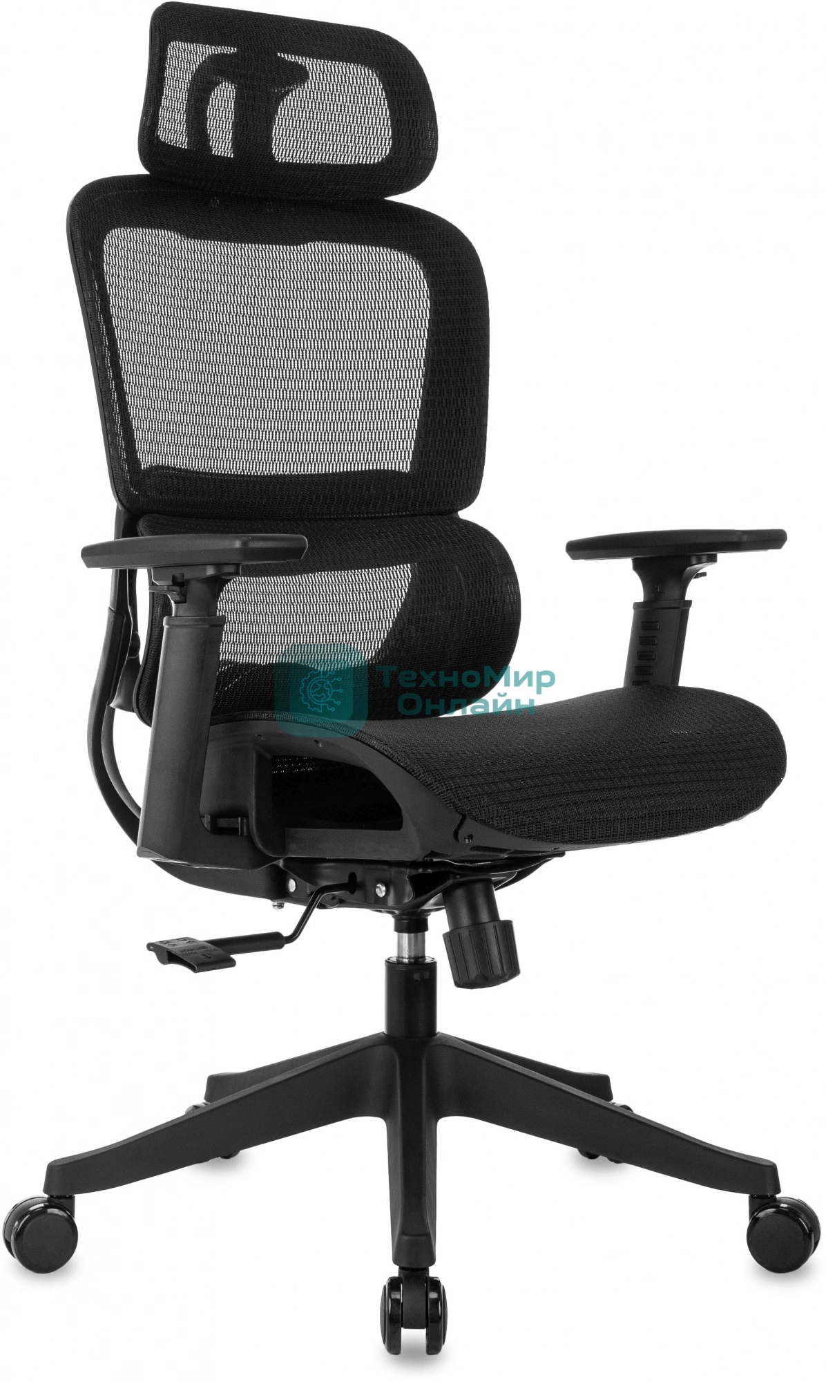 Кресло руководителя Бюрократ 831 черный сетка с подголов. крестов. пластик