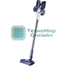 Пылесос вертикальный Hyundai HYV-S7570 темно-синий/серебристый, питание от аккумулятора, 110 Вт, уборка сухая, пылесборник 0.7 л, работа от АКБ max 60 мин.