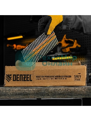 Гвозди Denzel для пнев. нейлера (оцинк.), длина - 75 мм, диам. - 3,05 мм, 2000 шт.
